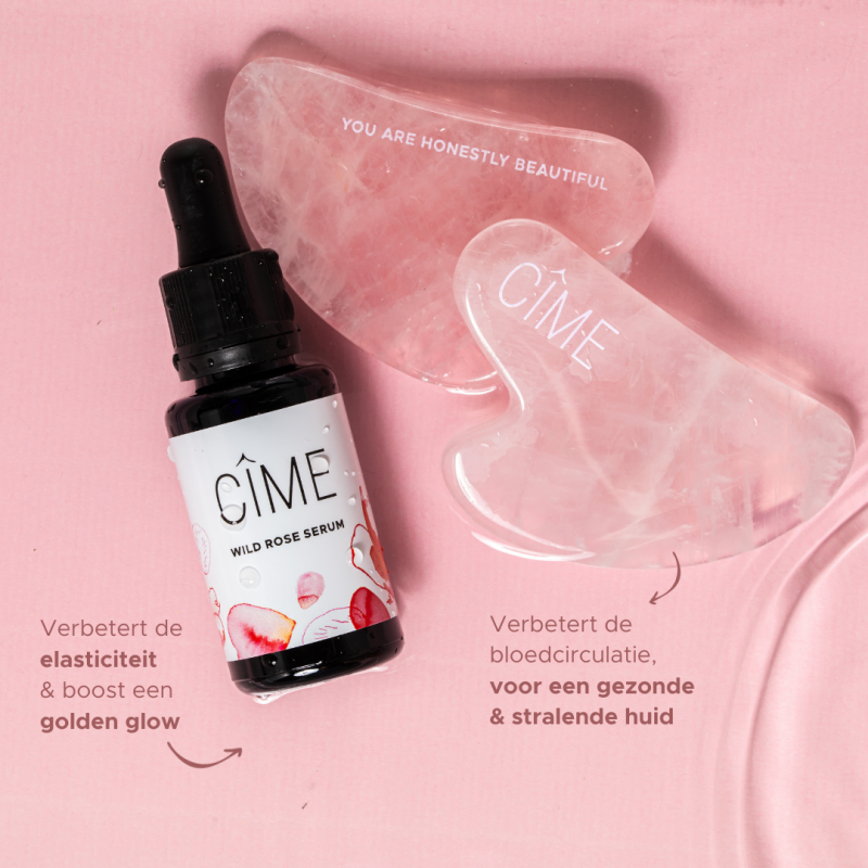 Self-care face massage set | Wilde rozen serum + Gua sha 