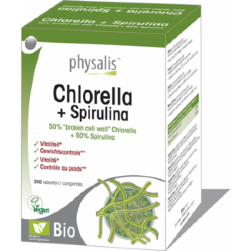 Chlorella + spiruina 200 tabletten 